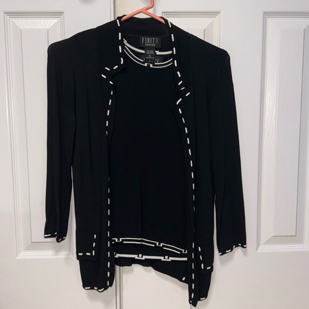 Finity Petite Black Tank Top and Cardigan Set